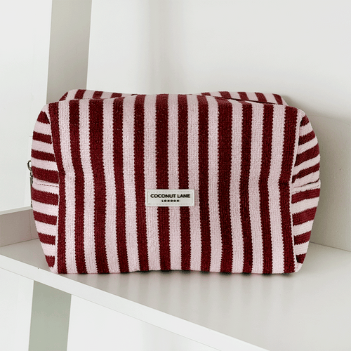 Towel Makeup Bag - Blushberry Scallop Stripes