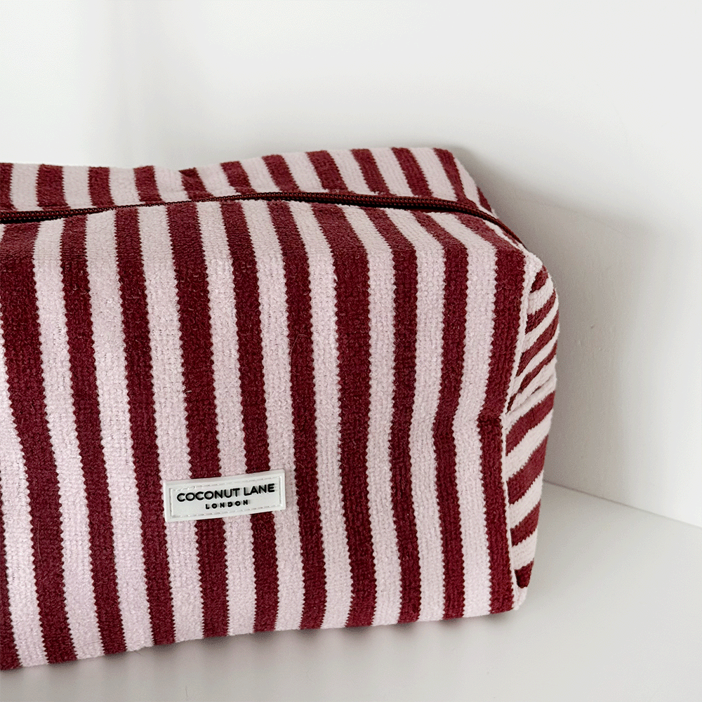 Towel Makeup Bag - Blushberry Scallop Stripes