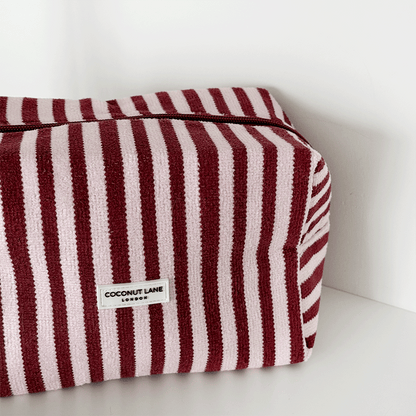Towel Makeup Bag - Blushberry Scallop Stripes