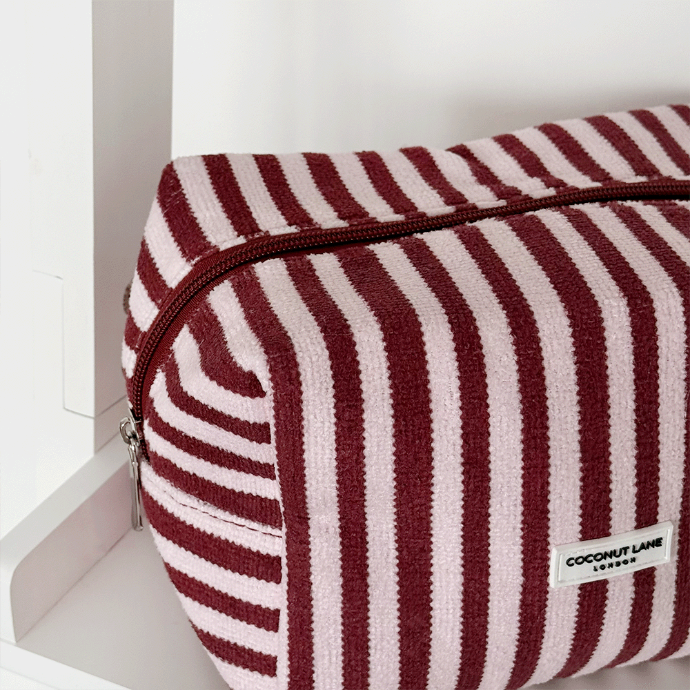 Towel Makeup Bag - Blushberry Scallop Stripes