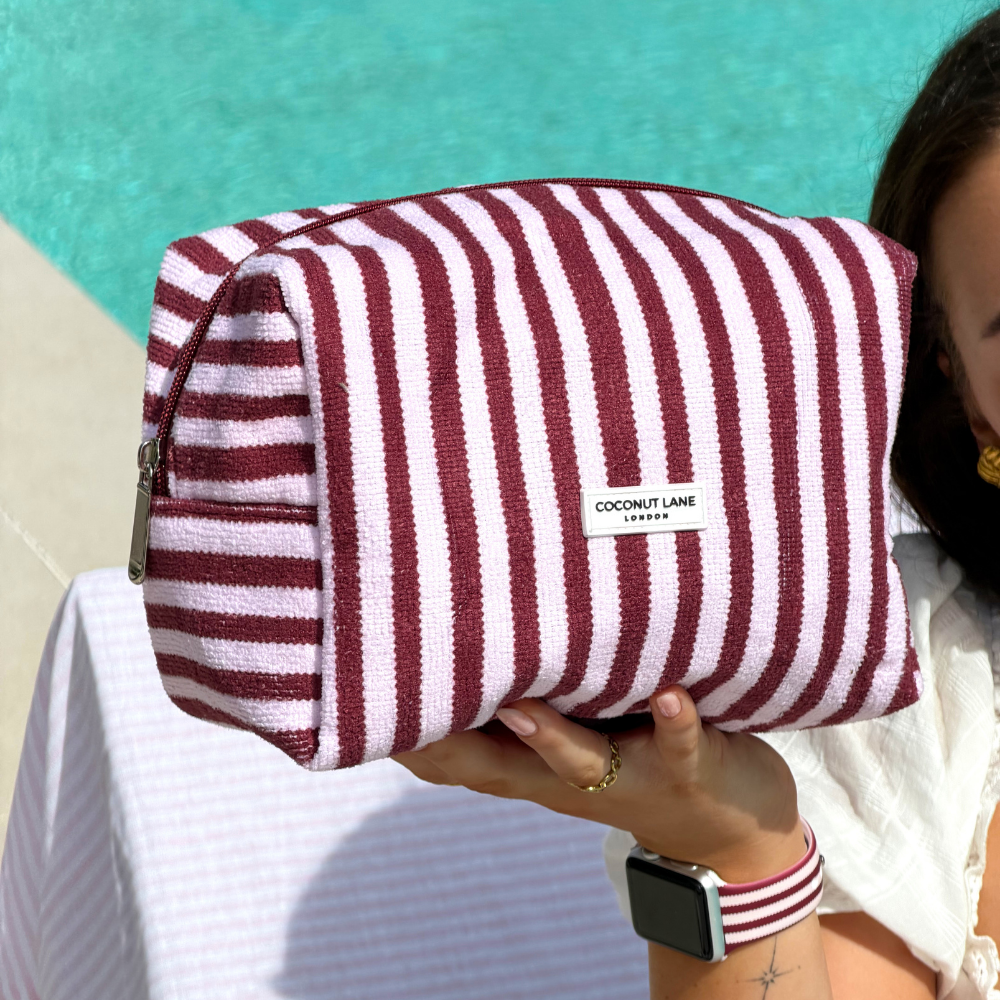 Towel Makeup Bag - Blushberry Scallop Stripes