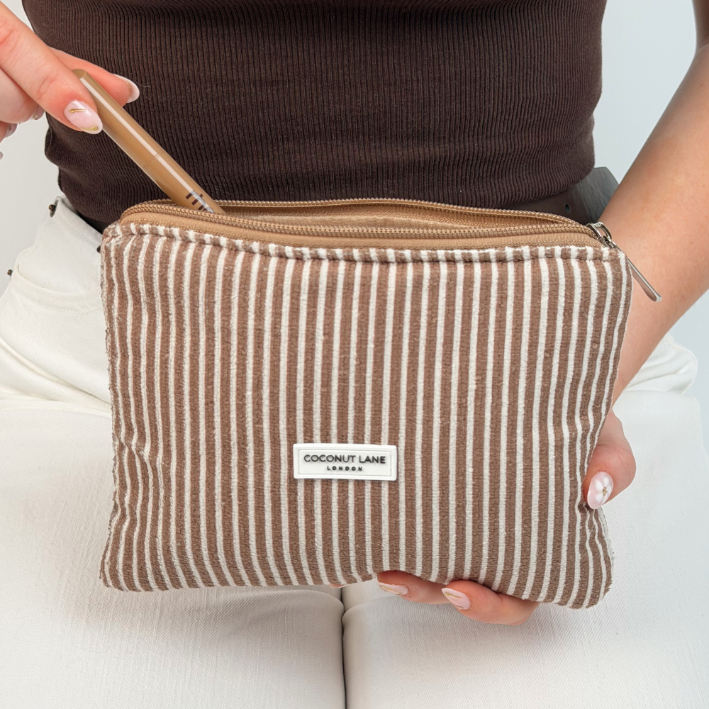 Mini Towel Everything Pouch - Chestnut Stripes