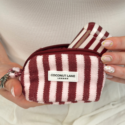Mini Towel Keyring Bag - Blushberry Scallop Stripes