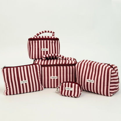 Mini Towel Keyring Bag - Blushberry Scallop Stripes