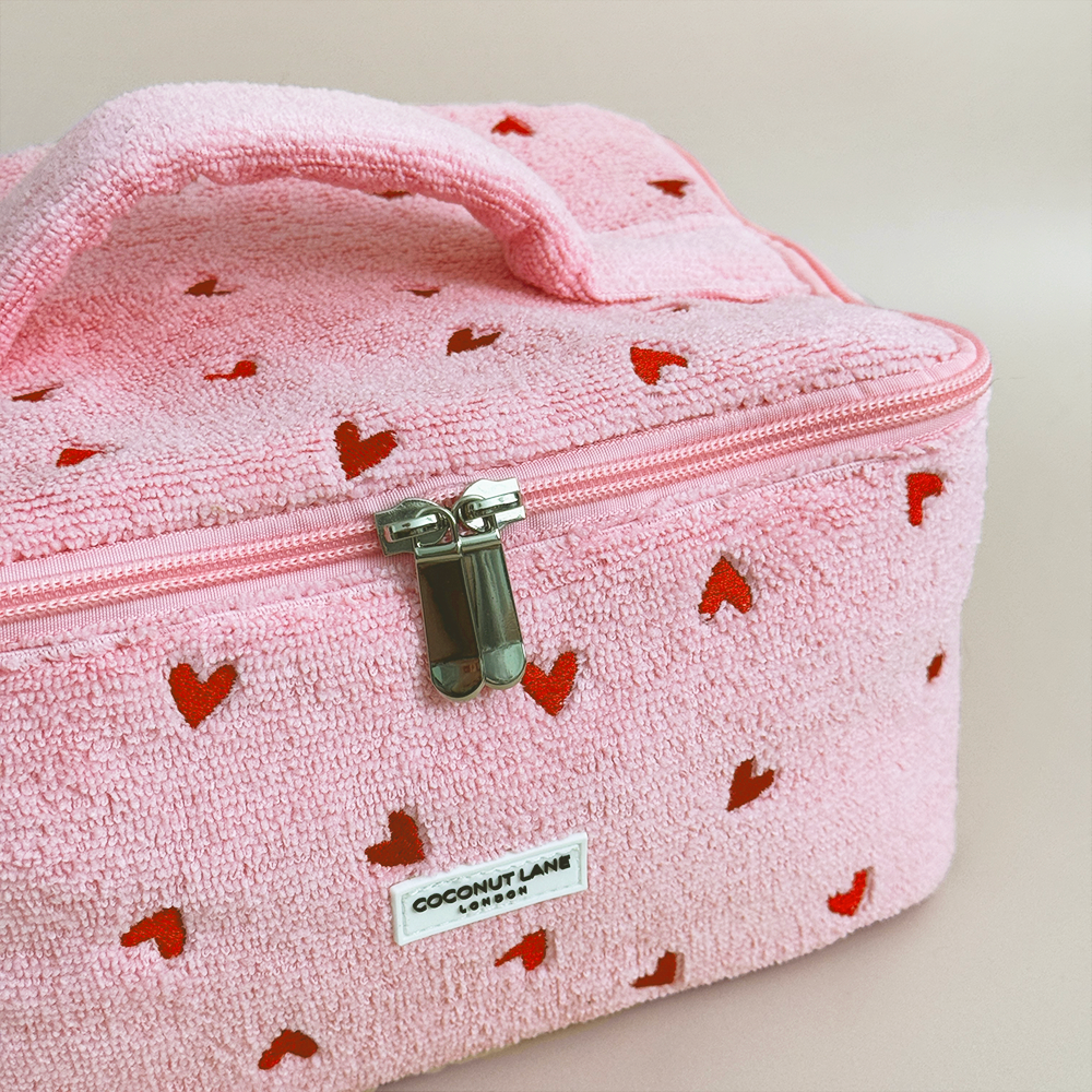 Travel Towel Vanity Case - Pink Hearts