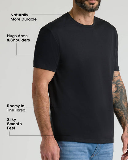 All Black Pima Cotton Blend Crew 2-Pack