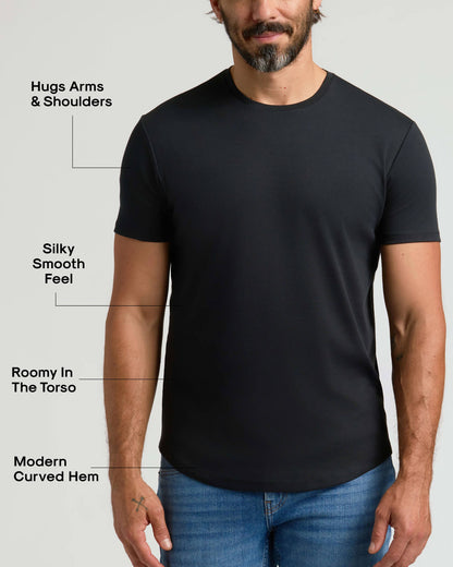 Pima Cotton Blend Curved Hem Crew 2-Pack