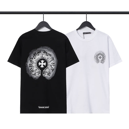 Chrome Heart T Shirts Sanskrit cross logo short-sleeved men's T-shirt