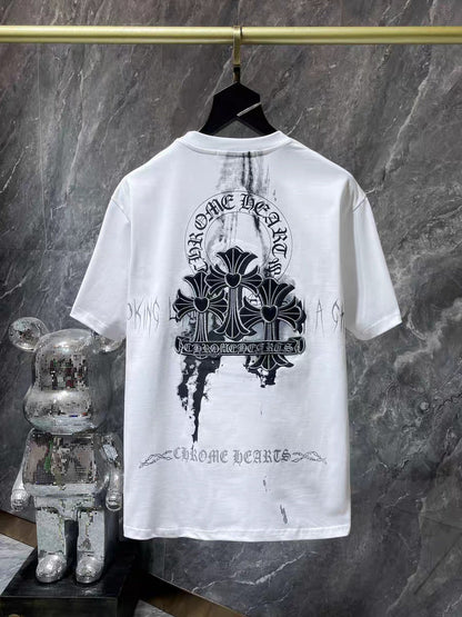 Chrome Heart T Shirts Sanskrit Half Sleeve Crew Neck Short Sleeve Casual
