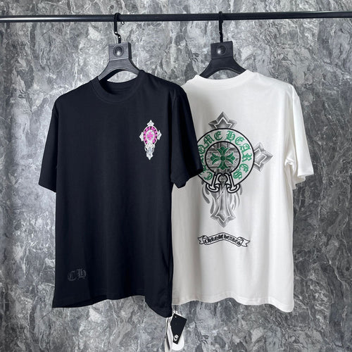 Chrome Heart T Shirts Cross Horseshoe Printed Cotton Loose Casual T-Shirt