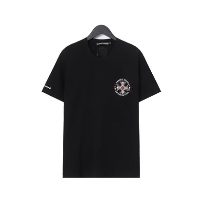 Chrome Heart T Shirts Croix Cross Leather Printed Short Sleeve T-Shirt