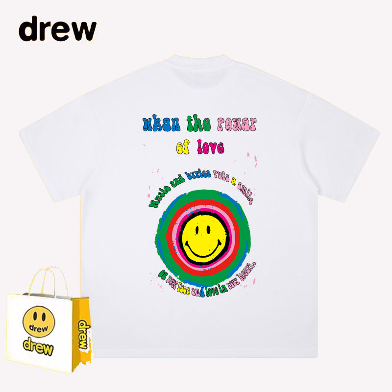 Drew T-shirts T-shirt Smiley Graffiti Printing Short Sleeve