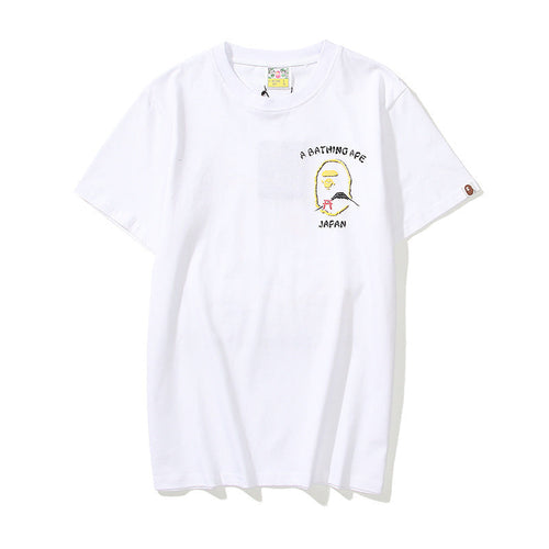 Bathing Ape T-Shirt Summer Golden Printing Men's and Women's plus Size Loose Short Sleeve