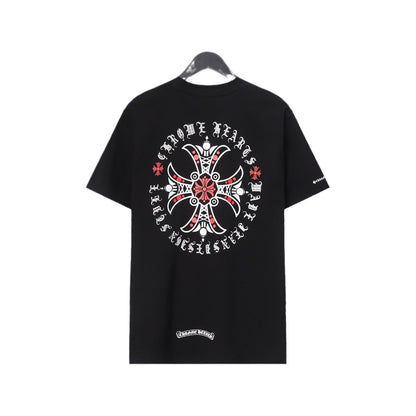 Chrome Heart T Shirts Croix Cross Leather Printed Short Sleeve T-Shirt