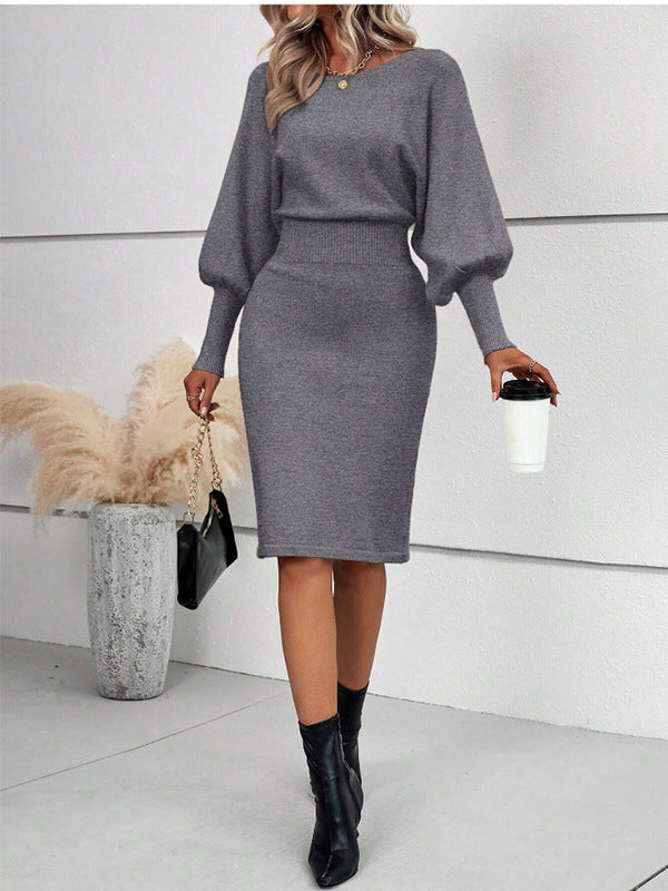 Lantern Sleeve Sweater Dress