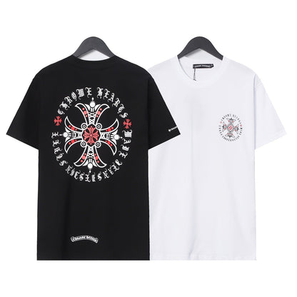 Chrome Heart T Shirts Croix Cross Leather Printed Short Sleeve T-Shirt