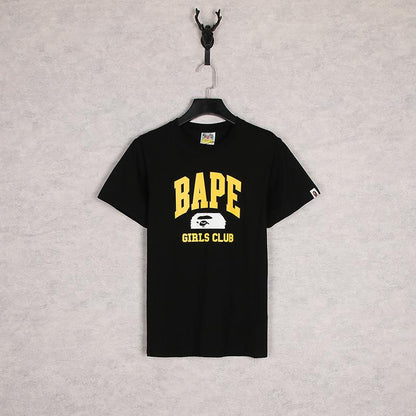 Bathing Ape T-Shirt Black White Summer Cartoon Letter Print Casual Short Sleeve T-shirt