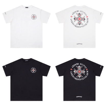 Chrome Heart T Shirts Red Cross Sanskrit Letter Short Sleeve T-Shirt