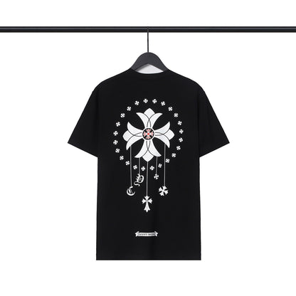 Chrome Heart T Shirts Cross Casual Loose Cotton Crew Neck T-Shirt