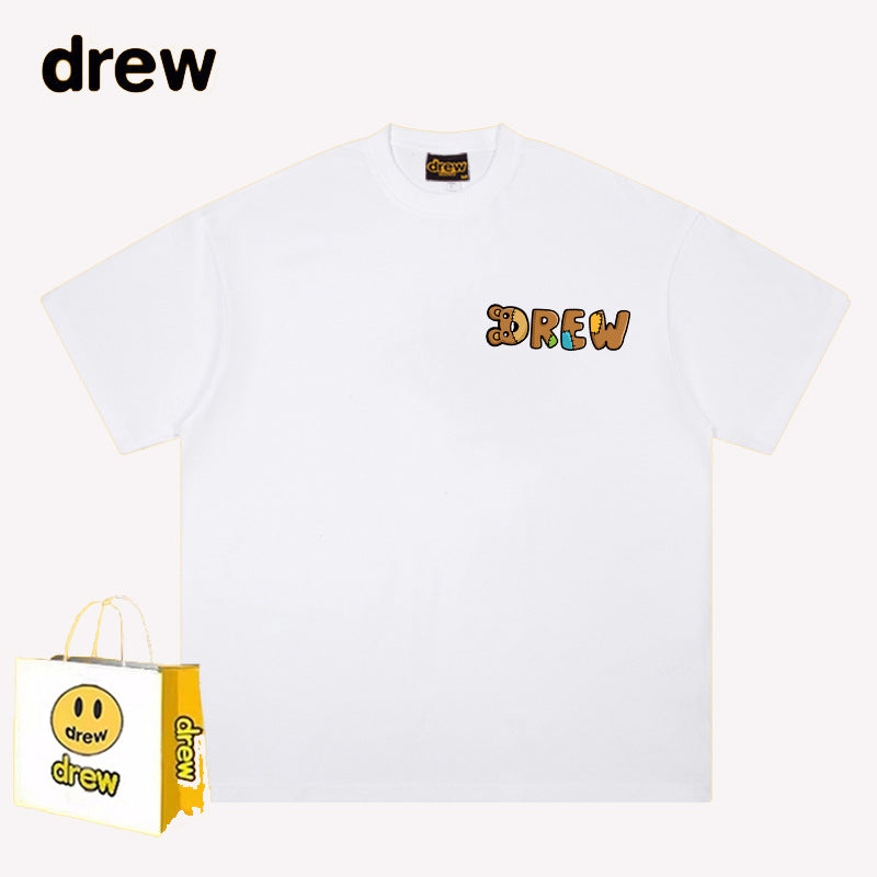 Drew T-shirts Short Sleeve Letter Cotton T-shirt Loose