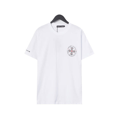 Chrome Heart T Shirts Croix Cross Leather Printed Short Sleeve T-Shirt