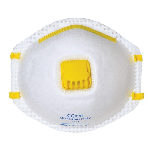 10x Portwest FFP1 Valved Disposable Respirator Masks - White (Dust & Mist)
