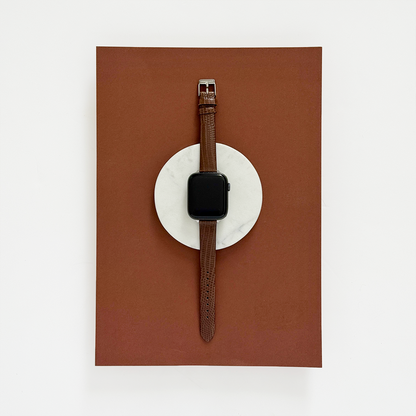Vegan Textured PU Leather Apple Watch Strap - Chocolate