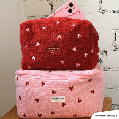 Travel Towel Vanity Case - Pink Hearts