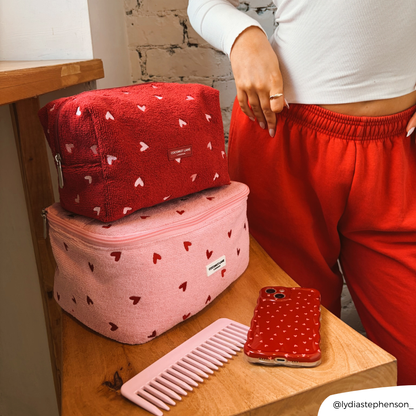 Travel Towel Vanity Case - Pink Hearts