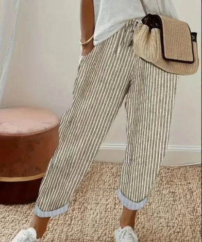 2026 spring and summer hot fashion Japanese and Korean casual loose striped drawstring elastic waist casual pants