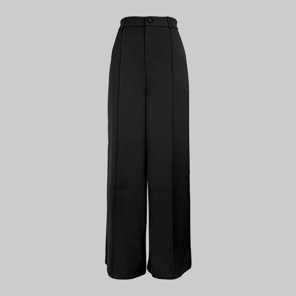 Yeezzi Women's Fashion Simple Solid Color High Waist Wide Leg Pants Loose Urban Casual Office Formal Trousers Bottoms No Belt