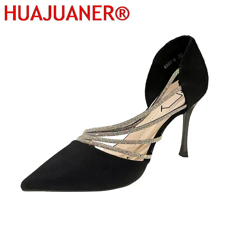 2026 Spring Luxury Women Rhineston Stiletto High Heels Pumps Scarpins Designer Lady Black Heels Wedding Party Bridal Prom Shoes