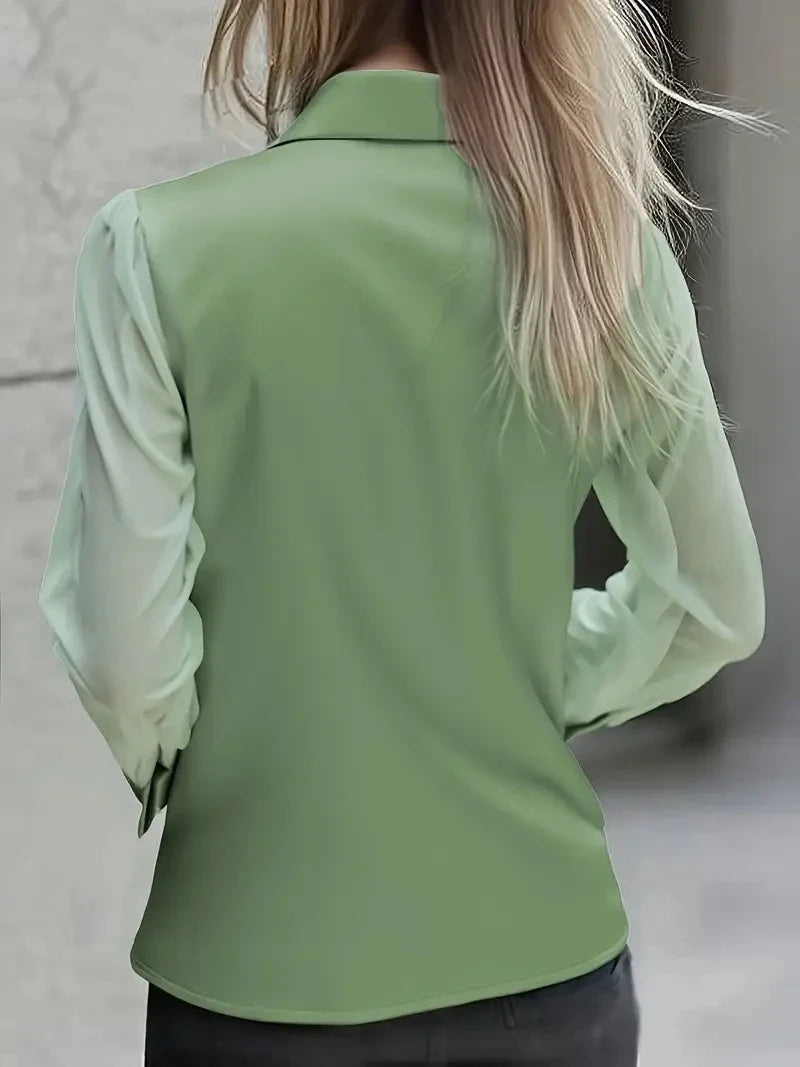 Autumn new light luxury high-end long-sleeved versatile age-reducing satin shirt for women