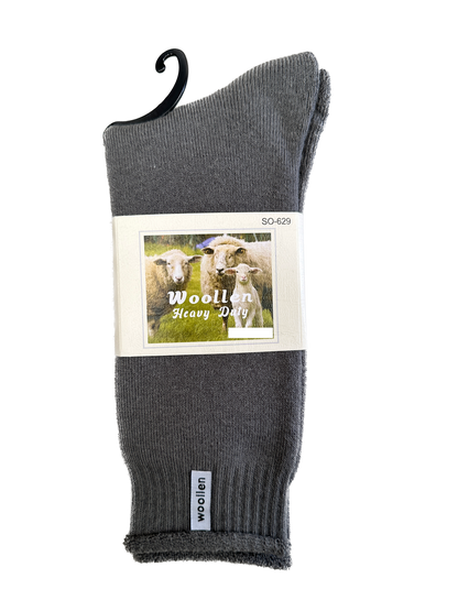 1 Pair Grey Premium Mens Wool Socks - Heavy Duty Thick Work Socks w/ Cushion