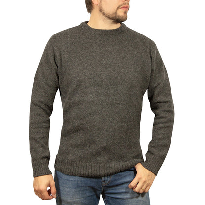 100 Shetland Wool Crew Round Neck Knit Jumper Pullover Mens Sweater Knitted Charcoal 29 3Xl