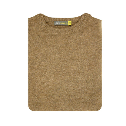 100 Shetland Wool Crew Round Neck Knit Jumper Pullover Mens Sweater Knitted Nutmeg