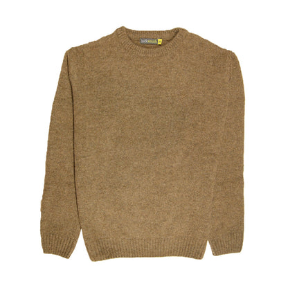 100 Shetland Wool Crew Round Neck Knit Jumper Pullover Mens Sweater Knitted Nutmeg
