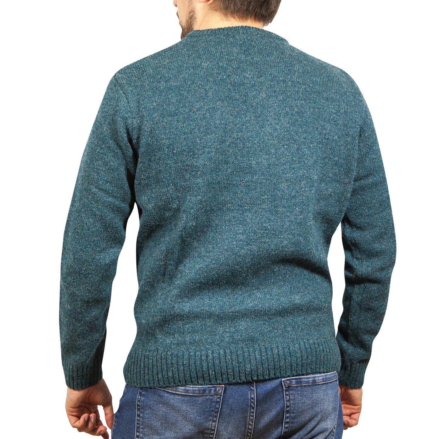 100 Shetland Wool Crew Round Neck Knit Jumper Pullover Mens Sweater Knitted Sherwood