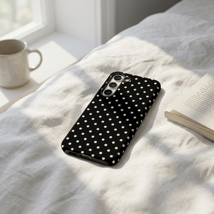Samsung Tough Phone Case - Black Polka Dot