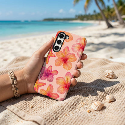 Samsung Tough Phone Case - Pink Hibiscus