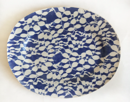 Terrafirma Ceramics Oval Platter, Medium, Cobalt Dot