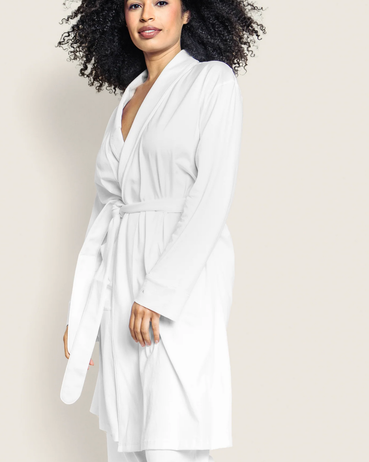 Petite Plume Pima Cotton Robe, White