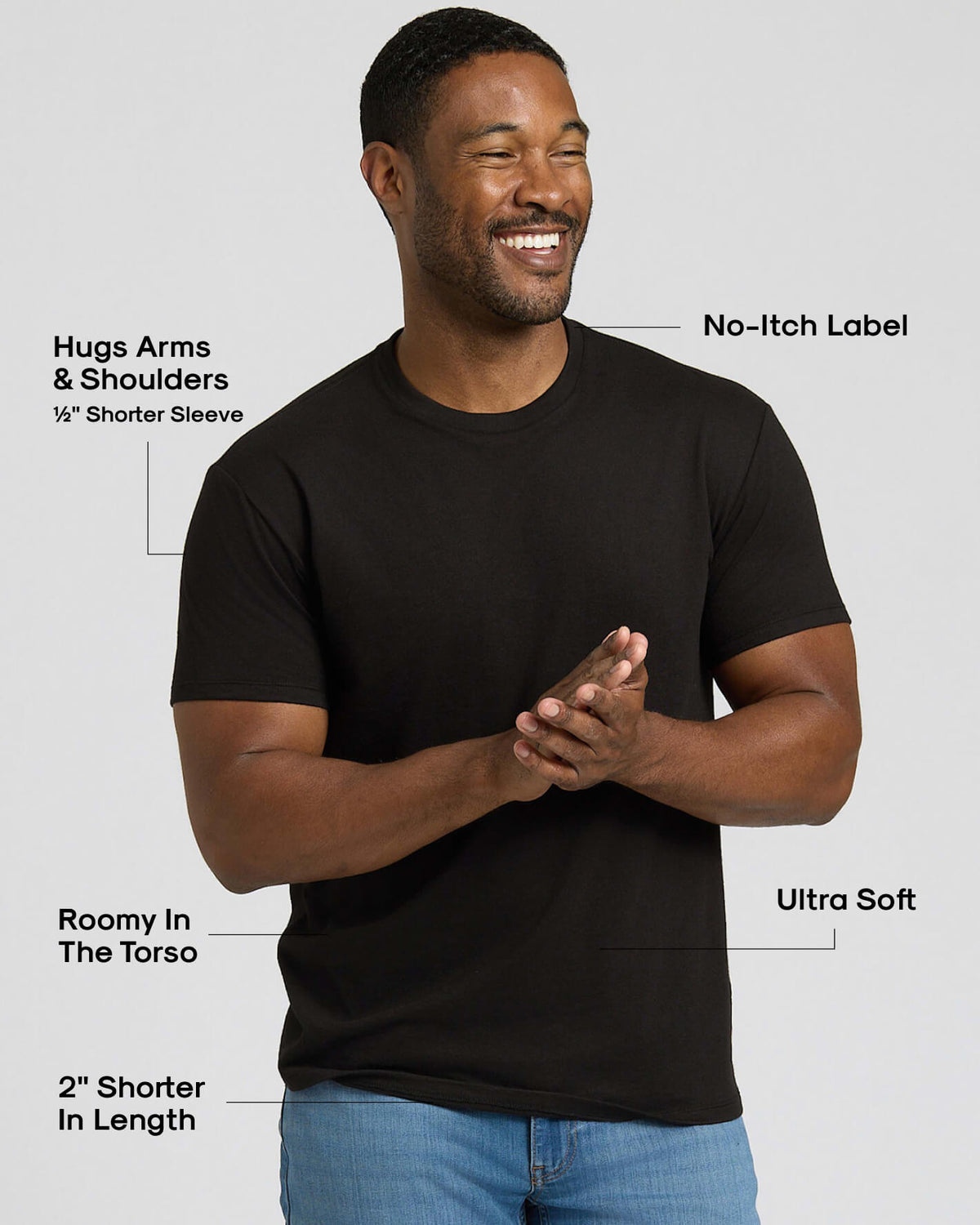 All Black Short Classic Crew Neck 3-Pack