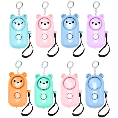 130dB LED Personal Alarm Pull Ring Outdoor Self-defense Products, Specification: Bear Style (Purple)
