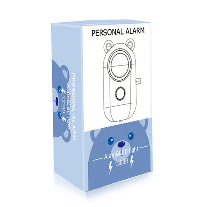 130dB LED Personal Alarm Pull Ring Outdoor Self-defense Products, Specification: Bear Style (Purple)