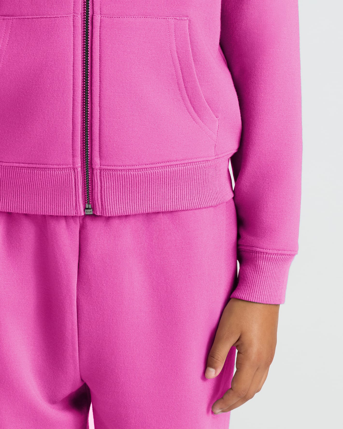 Girls Electric Fuchsia Cropped Zip Hoodie & Relaxed Joggers 2-Pack