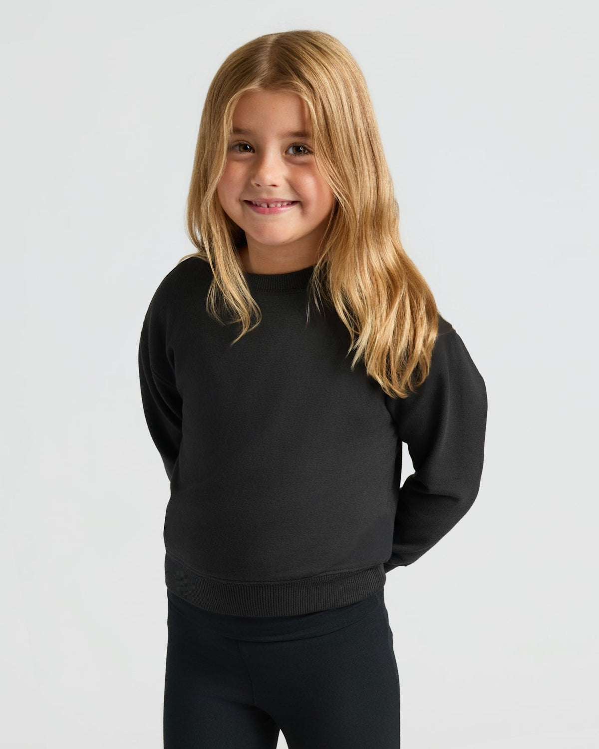 Girls Black & Stormcloud Slouch Pullover Crew 2-Pack