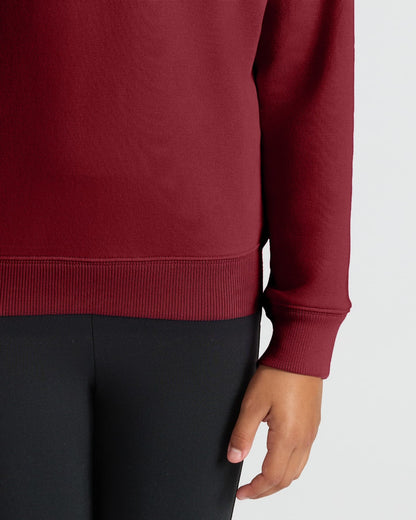 Girls Dark Maroon Slouch Pullover Crew
