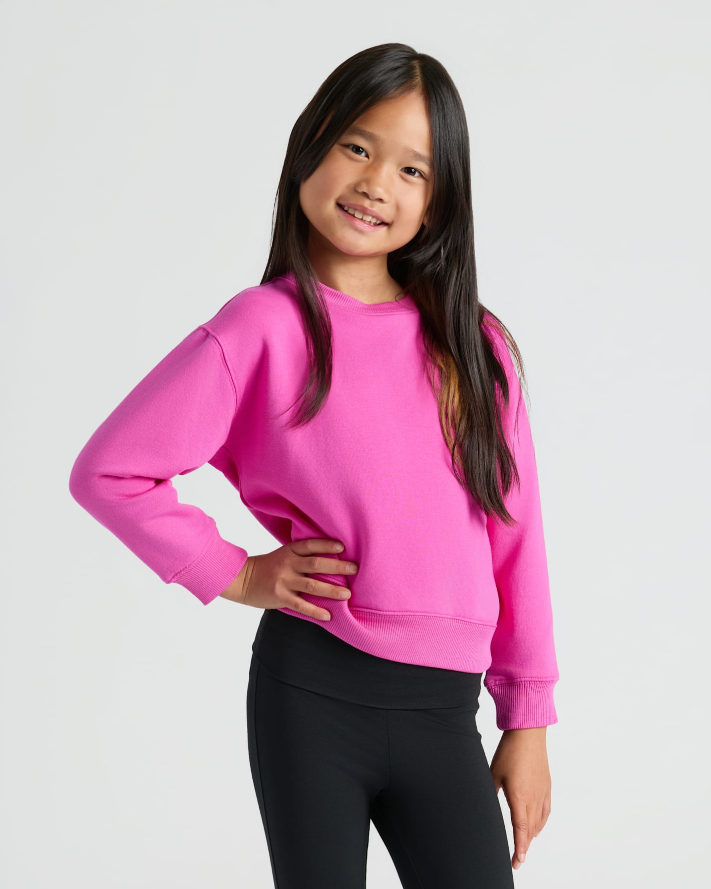 Girls Electric Fuchsia Slouch Pullover Crew