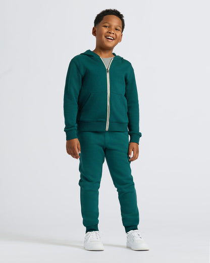 Boys' Deep Emerald Fleece Full Zip Hoodie